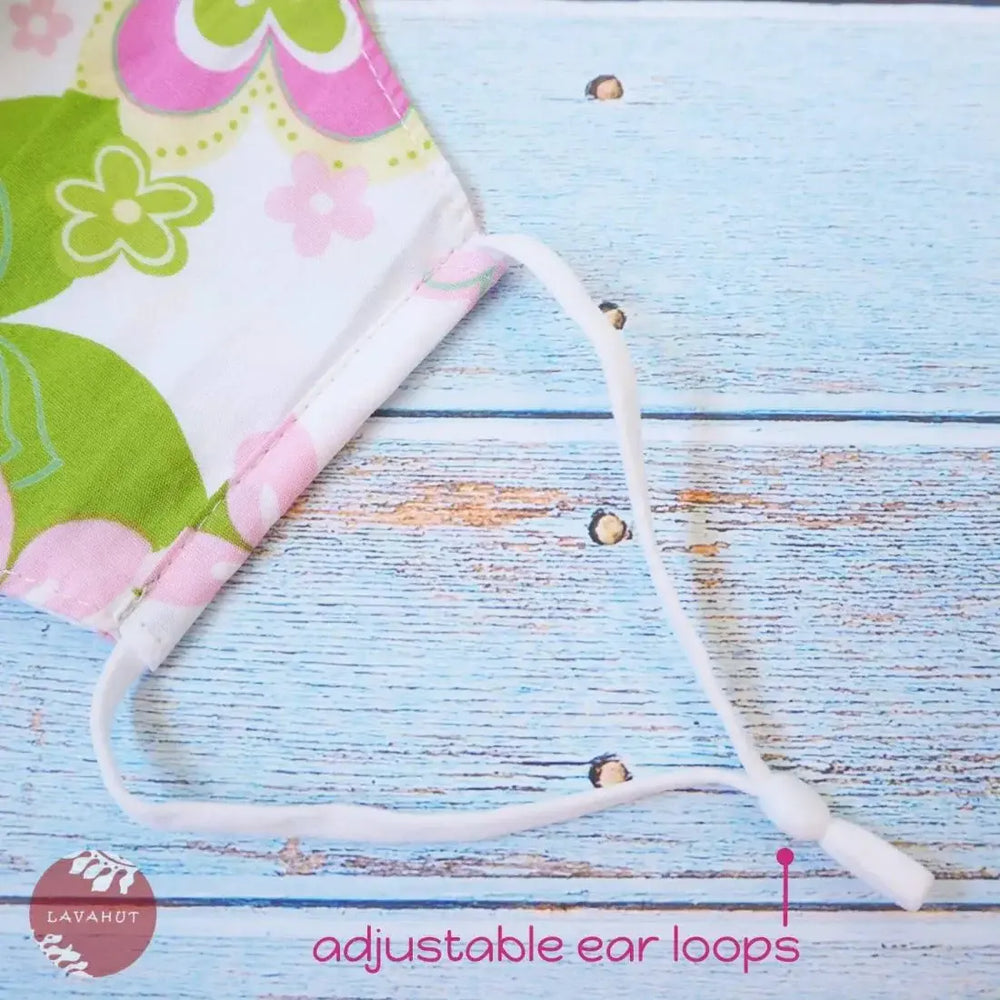 Adjustable Fashion Face Mask • White Hippie Love - Made in Hawaii