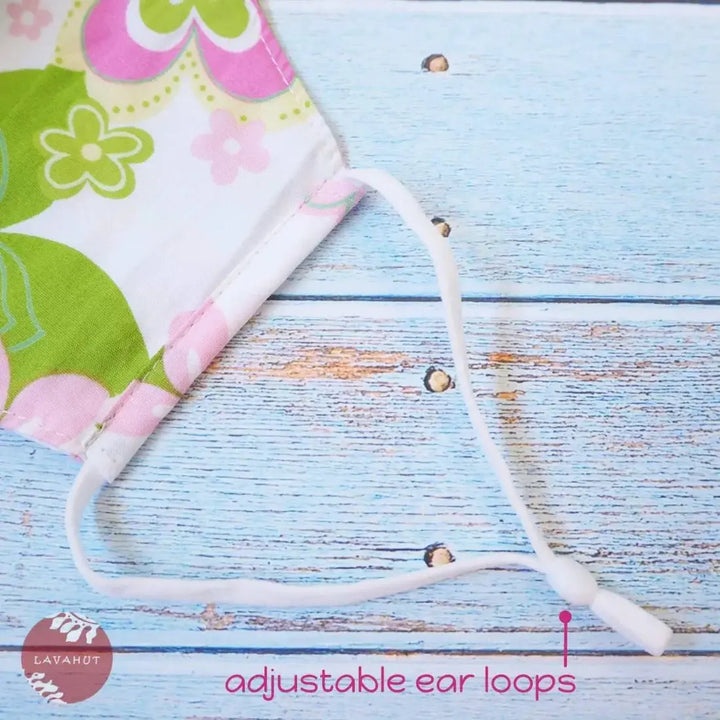 Adjustable Fashion Face Mask • White Hippie Love - Made in Hawaii