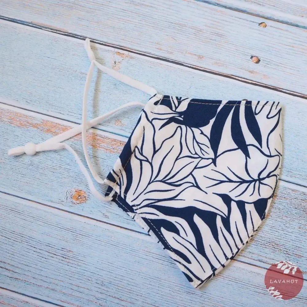 Adjustable Fashion Face Mask • White Taro Leaves - Made in Hawaii