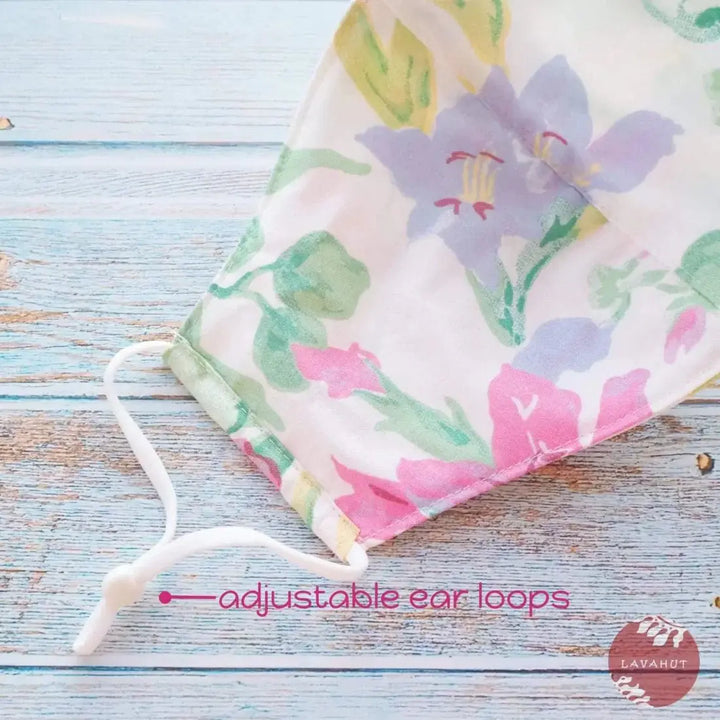 Adjustable Fashion Face Mask • White Tea Garden - Made in Hawaii