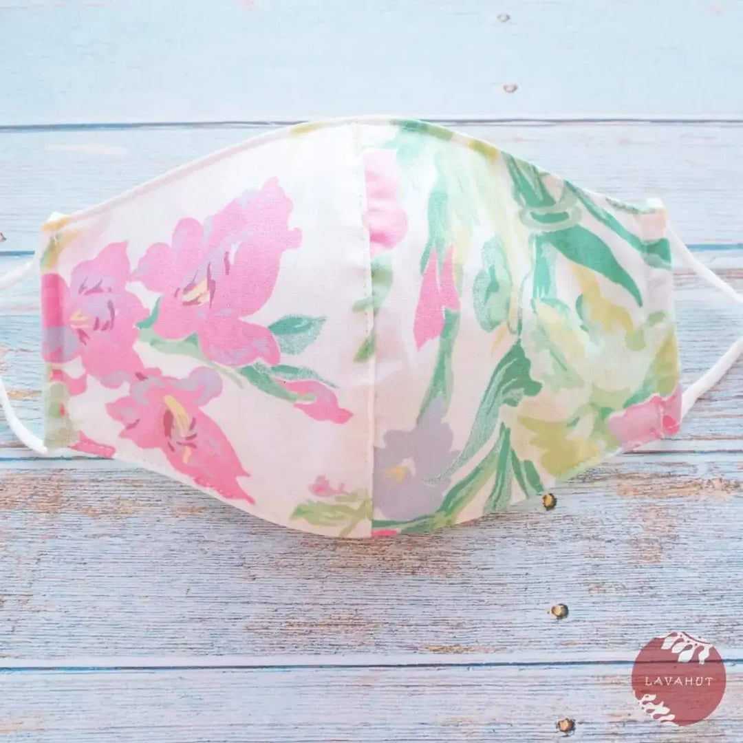 Adjustable Fashion Face Mask • White Tea Garden - Made in Hawaii