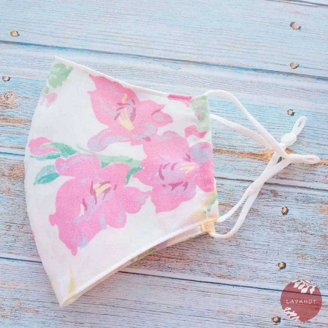 Adjustable Fashion Face Mask • White Tea Garden - Made in Hawaii