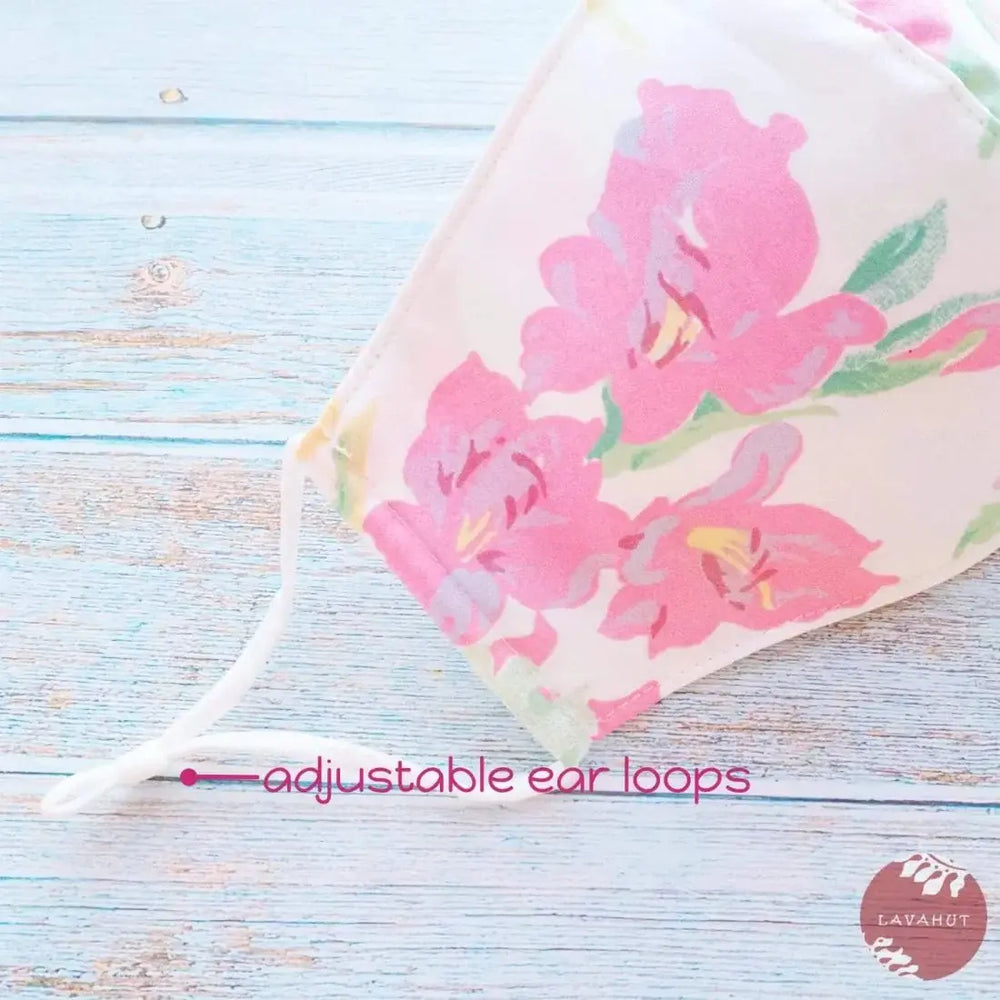 Adjustable Fashion Face Mask • White Tea Garden - Made in Hawaii