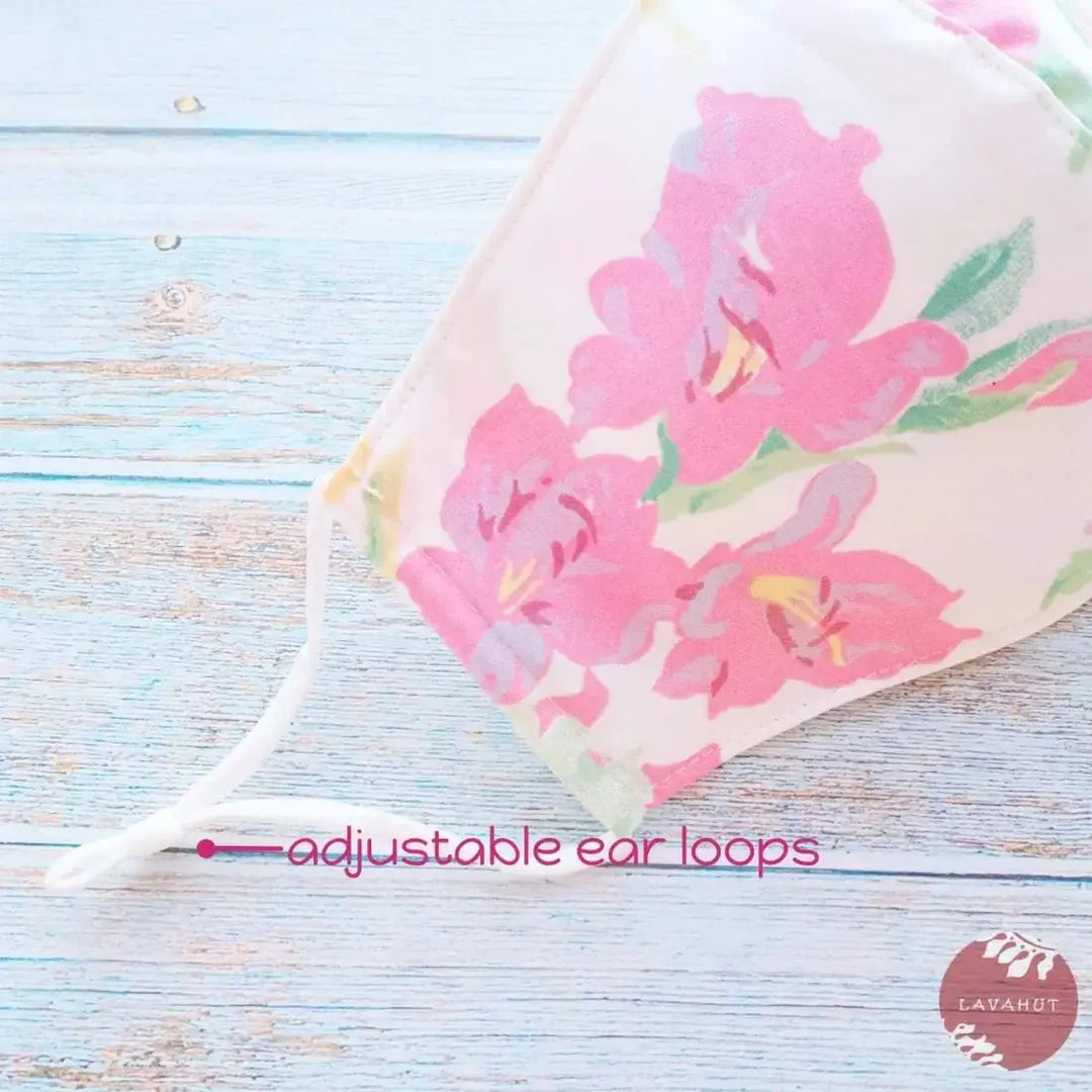 Adjustable Fashion Face Mask • White Tea Garden - Made in Hawaii