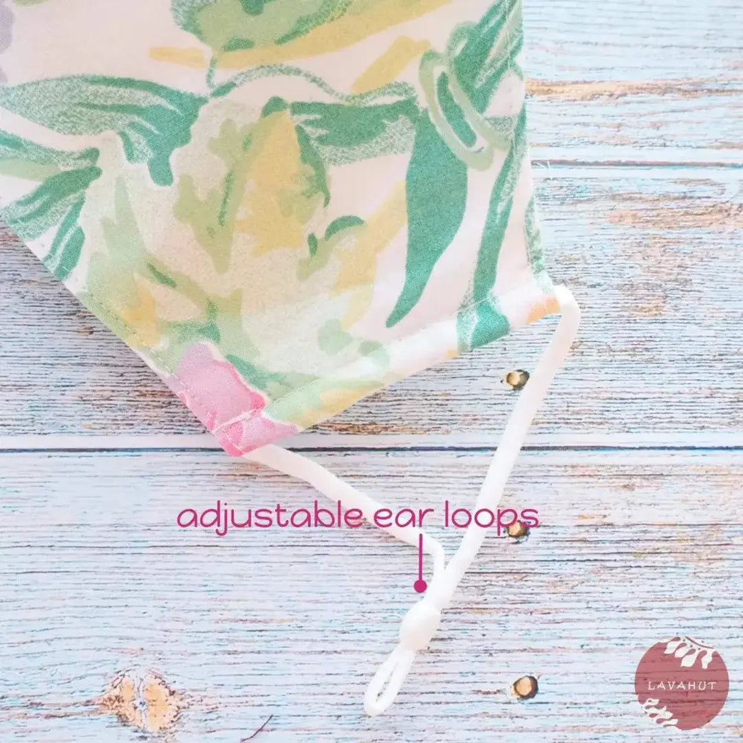 Adjustable Fashion Face Mask • White Tea Garden - Made in Hawaii