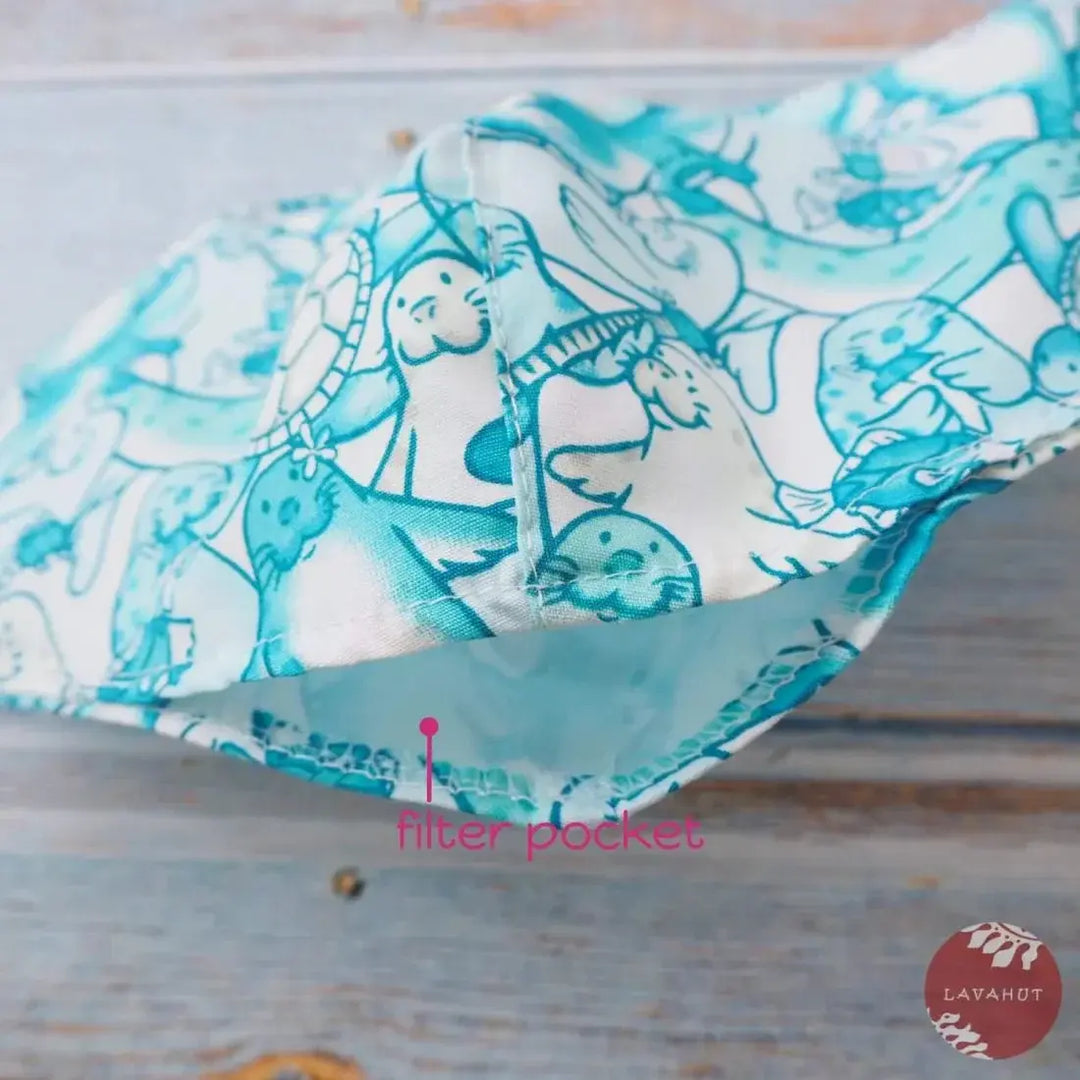 Adjustable + Filter Pocket • Aqua Seal Party - Made in Hawaii