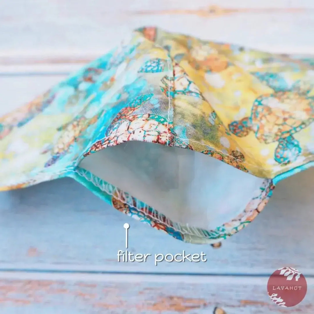 Adjustable + Filter Pocket • Aqua Turtle Bay - Made in Hawaii