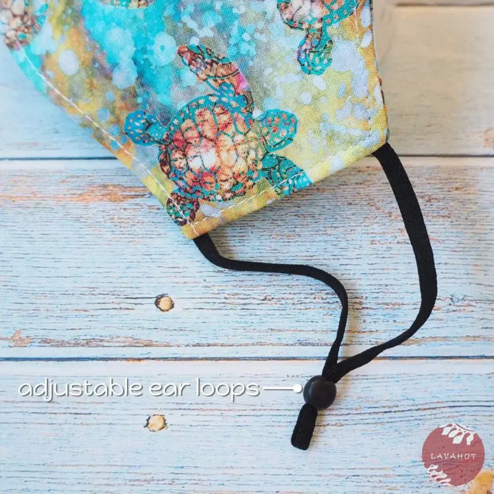 Adjustable + Filter Pocket • Aqua Turtle Bay - Made in Hawaii
