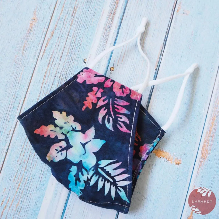 Adjustable + Filter Pocket ?? Black Hibiscus Luna - Made in Hawaii