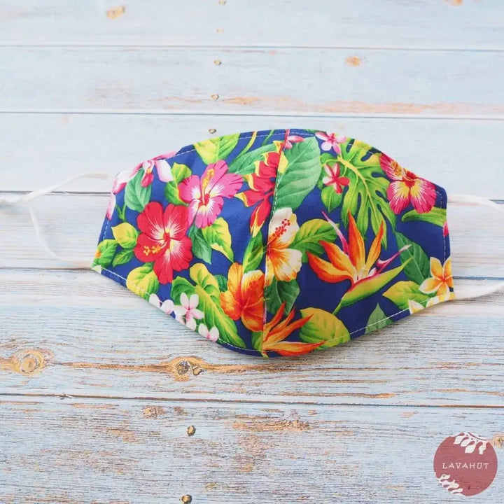 Adjustable + Filter Pocket • Blue Botanical - Made in Hawaii
