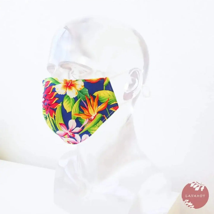 Adjustable + Filter Pocket • Blue Botanical - Made in Hawaii