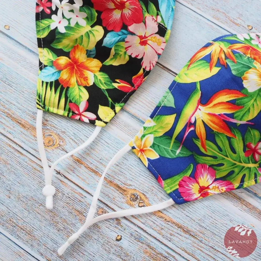 Adjustable + Filter Pocket • Blue Botanical - Made in Hawaii