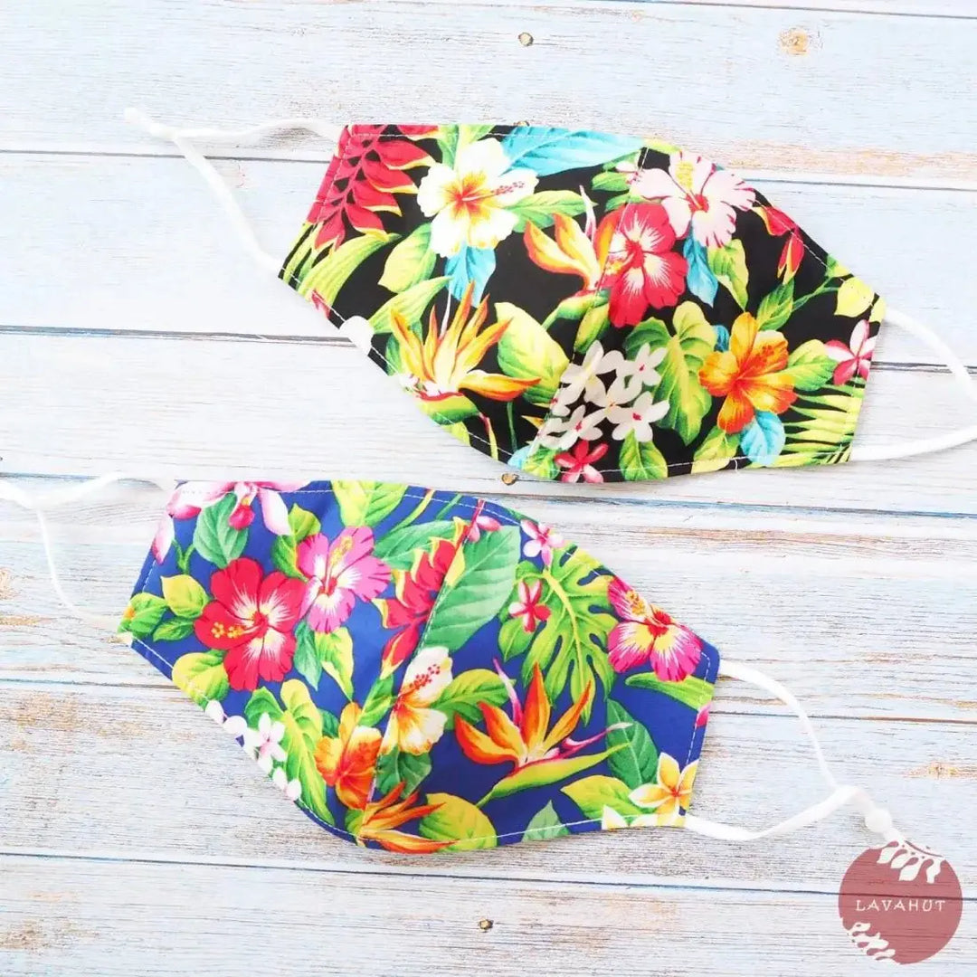 Adjustable + Filter Pocket • Blue Botanical - Made in Hawaii