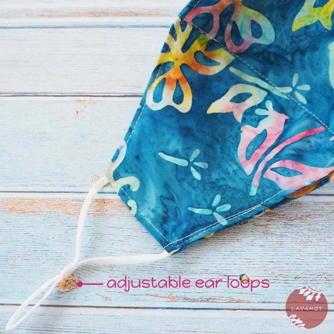 Adjustable + Filter Pocket • Blue Butterfly - Made in Hawaii