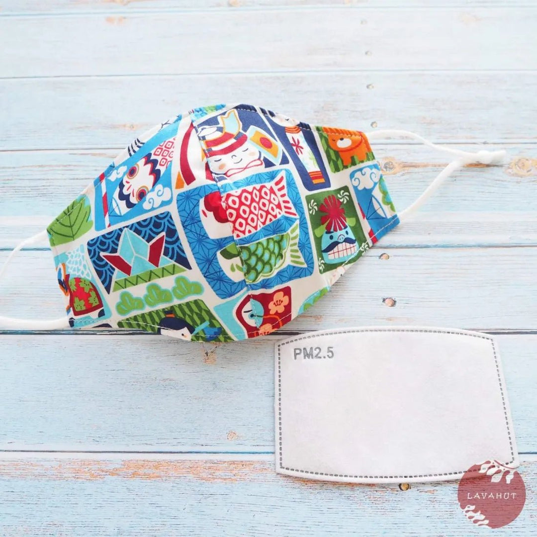 Adjustable + Filter Pocket • Blue Children's Day – Authentic Hawaiian Face Mask by Lavahut