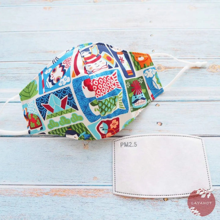 Adjustable + Filter Pocket • Blue Children's Day – Authentic Hawaiian Face Mask by Lavahut