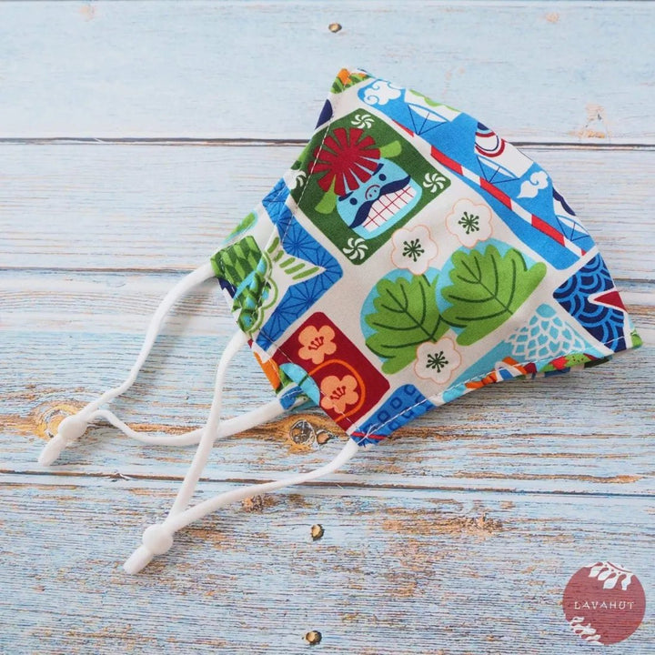 Adjustable + Filter Pocket • Blue Children's Day – Authentic Hawaiian Face Mask by Lavahut