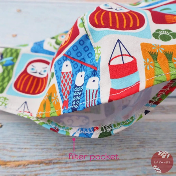 Adjustable + Filter Pocket • Blue Children's Day – Authentic Hawaiian Face Mask by Lavahut
