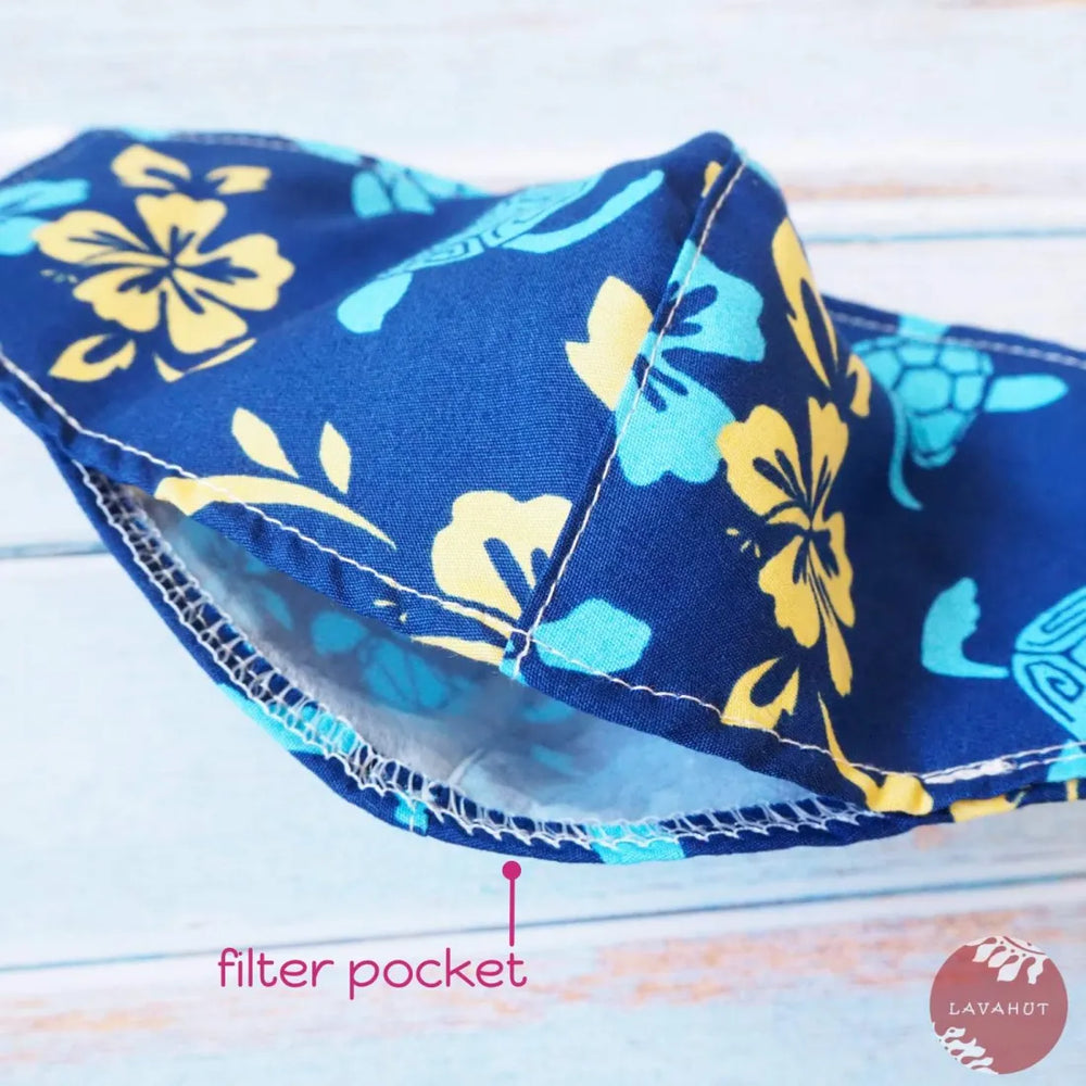 Adjustable + Filter Pocket ?? Blue Hana Honu - Made in Hawaii