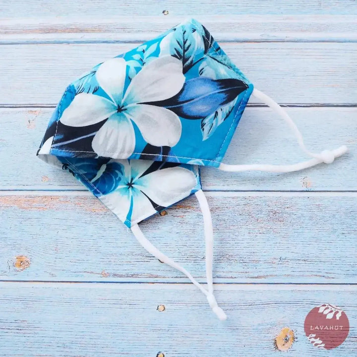 Adjustable + Filter Pocket • Blue Hibiscus Fun - Made in Hawaii