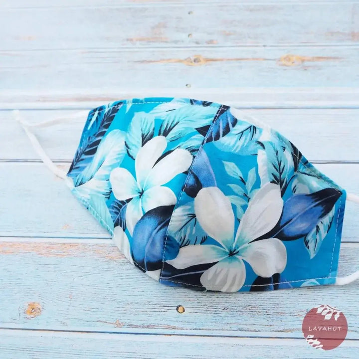 Adjustable + Filter Pocket • Blue Hibiscus Fun - Made in Hawaii