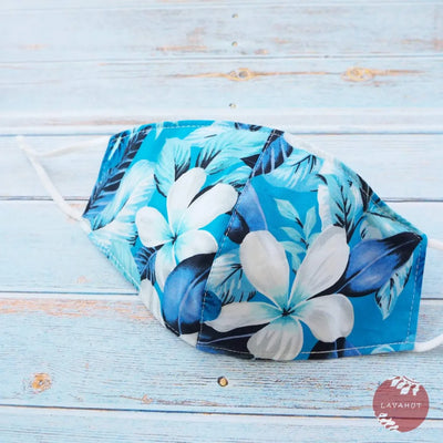 Adjustable + Filter Pocket • Blue Hibiscus Fun - Made In Hawaii