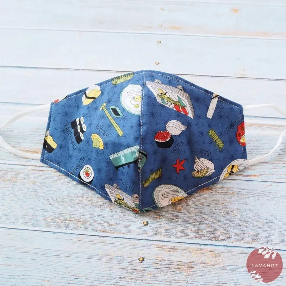 Adjustable + Filter Pocket • Blue ?I Love Sushi’ - Made in Hawaii