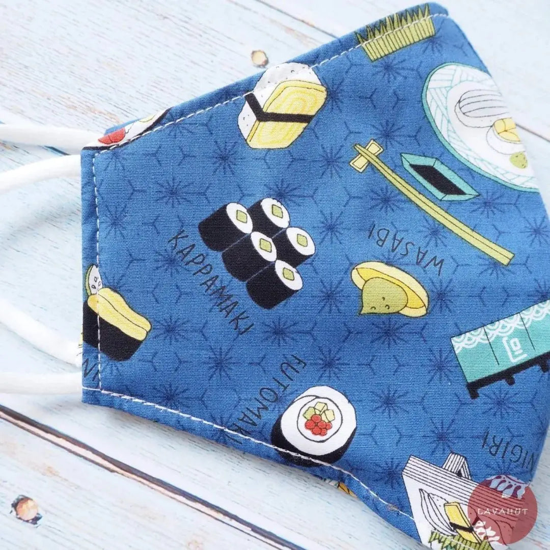 Adjustable + Filter Pocket • Blue ?I Love Sushi’ - Made in Hawaii