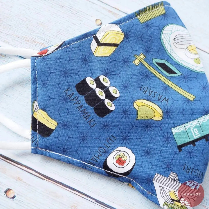 Adjustable + Filter Pocket • Blue ?I Love Sushi’ - Made in Hawaii
