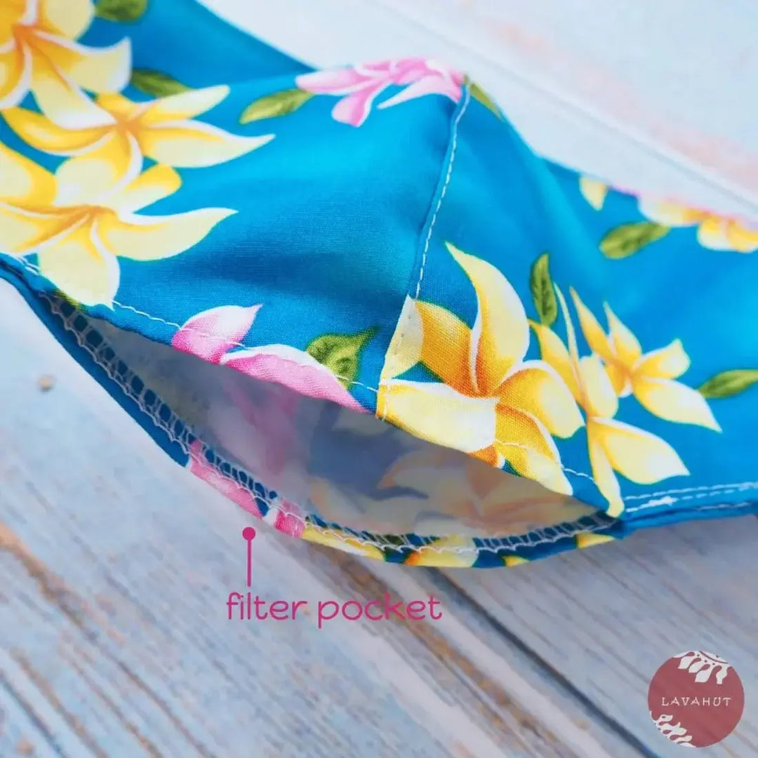 Adjustable + Filter Pocket • Blue Lei of Aloha - Made in Hawaii