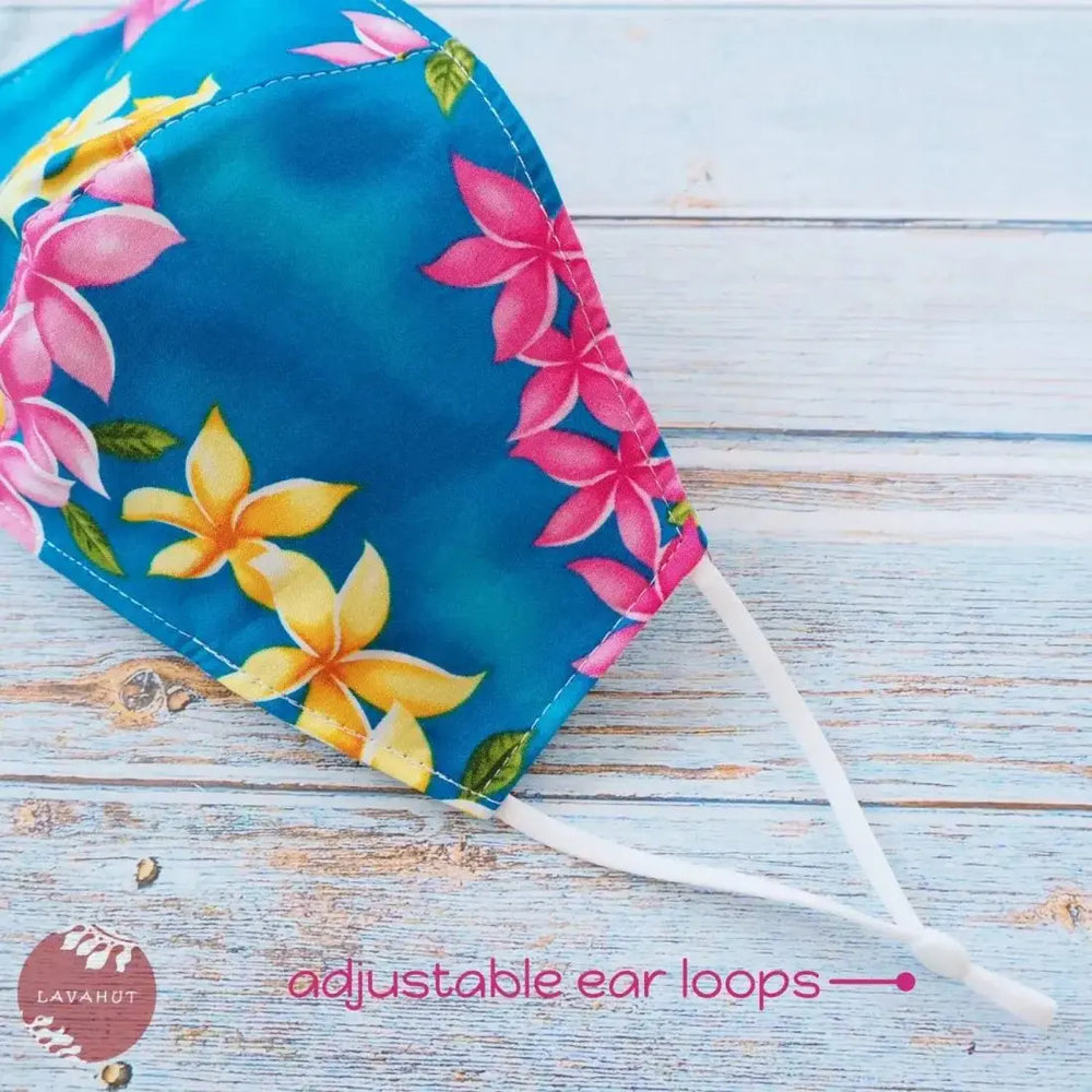 Adjustable + Filter Pocket • Blue Lei of Aloha - Made in Hawaii