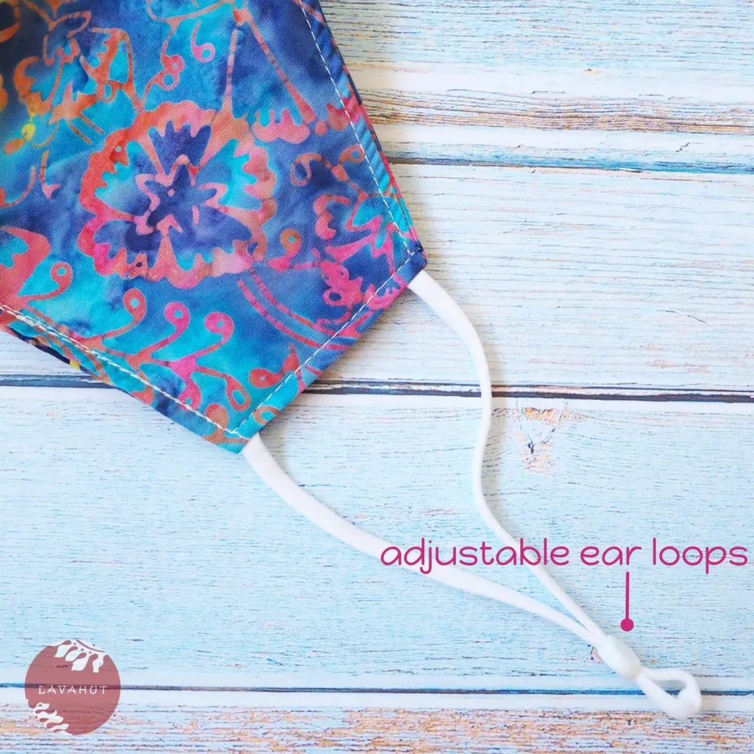 Adjustable + Filter Pocket ?? Blue Passion Flower - Made in Hawaii