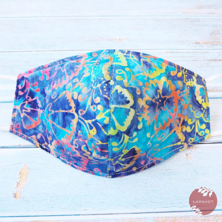 Adjustable + Filter Pocket ?? Blue Passion Flower - Made in Hawaii