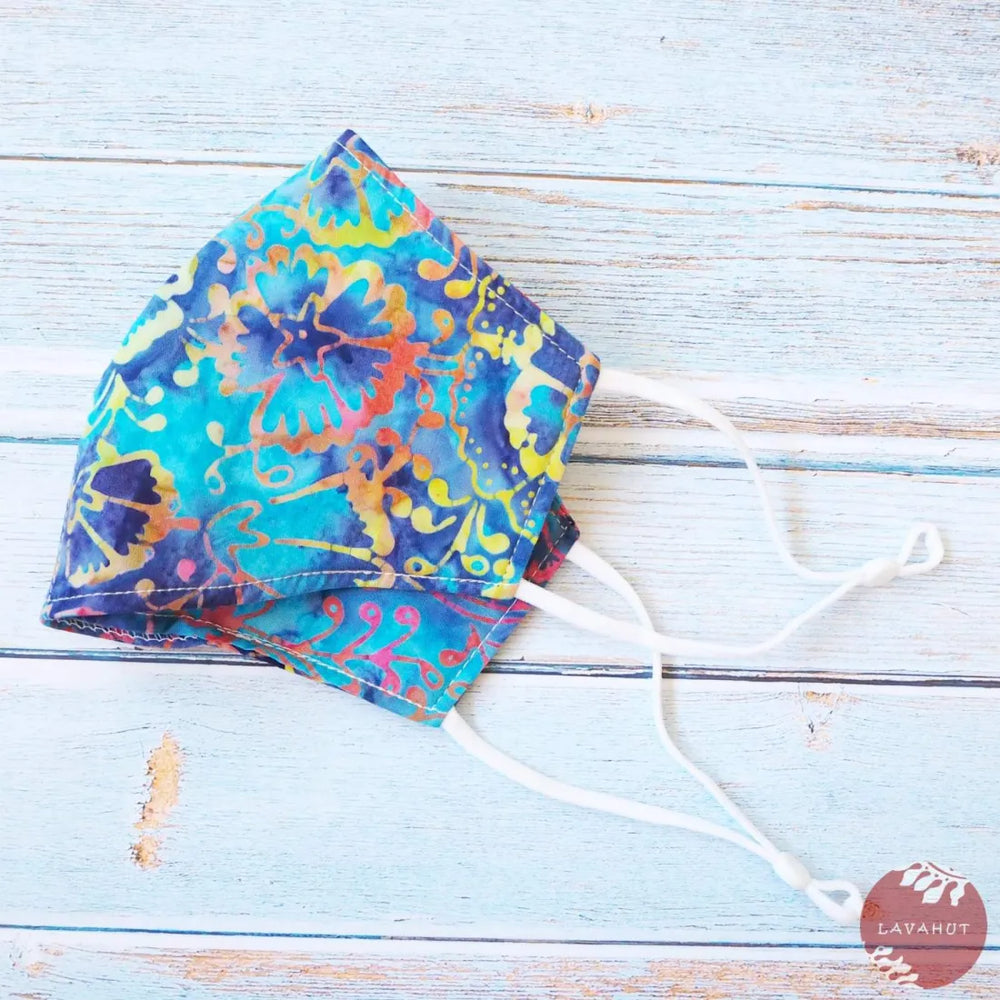 Adjustable + Filter Pocket ?? Blue Passion Flower - Made in Hawaii