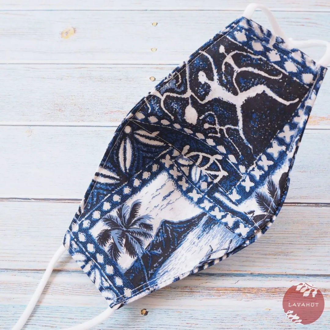 Adjustable + Filter Pocket ?? Blue Petroglyphs - Made in Hawaii