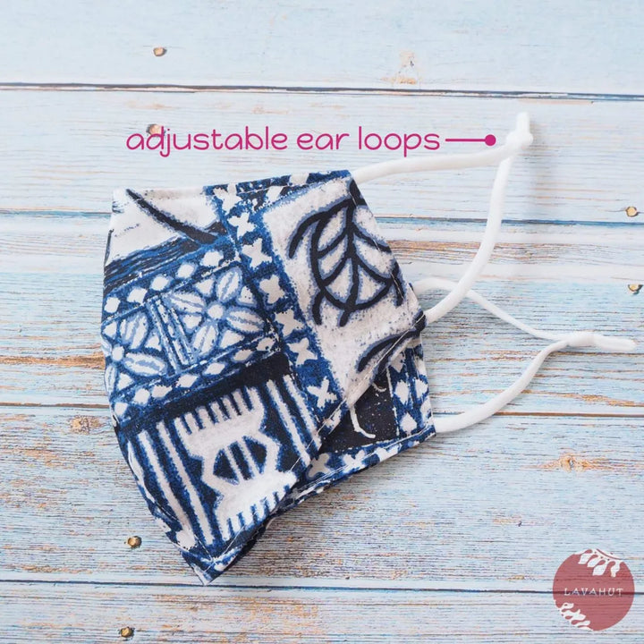 Adjustable + Filter Pocket ?? Blue Petroglyphs - Made in Hawaii