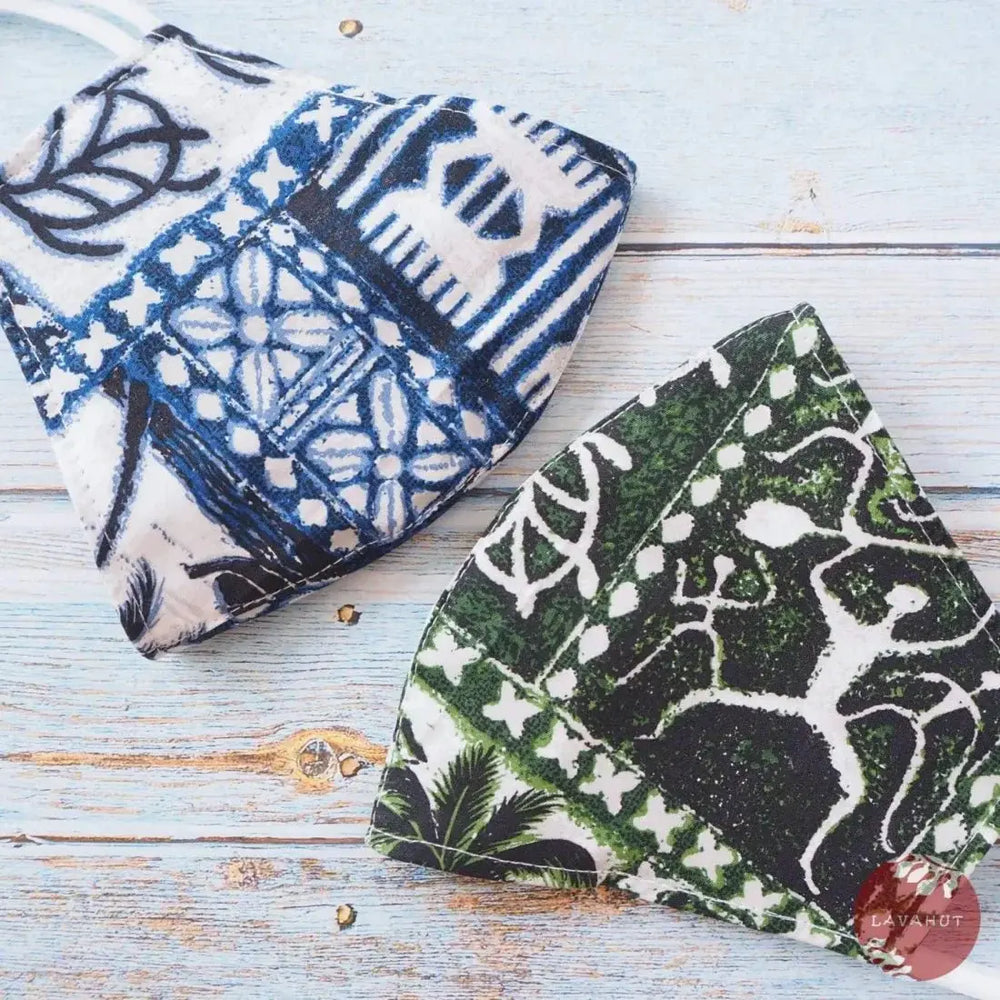 Adjustable + Filter Pocket • Blue Petroglyphs - Made in Hawaii