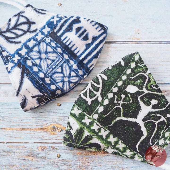 Adjustable + Filter Pocket • Blue Petroglyphs - Made in Hawaii