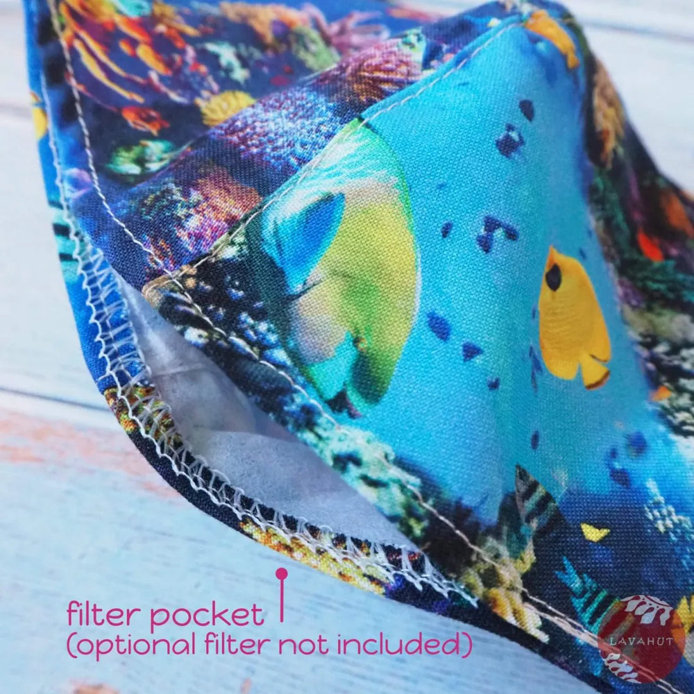 Adjustable + Filter Pocket ?? Blue Rainbow Reef - Made in Hawaii