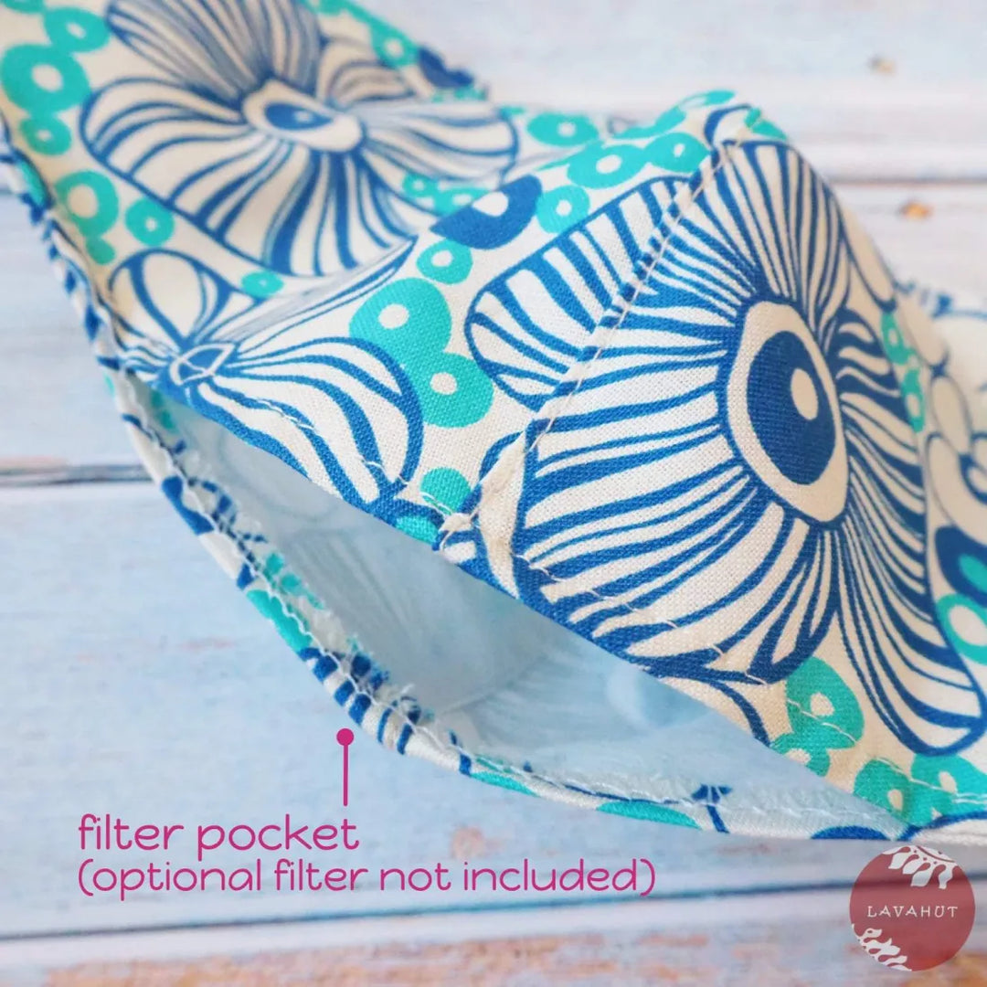 Adjustable + Filter Pocket ?? Blue Sea Anemone - Made in Hawaii