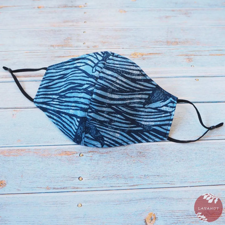 Adjustable + Filter Pocket ?? Blue Whale Sea Wave - Made in Hawaii