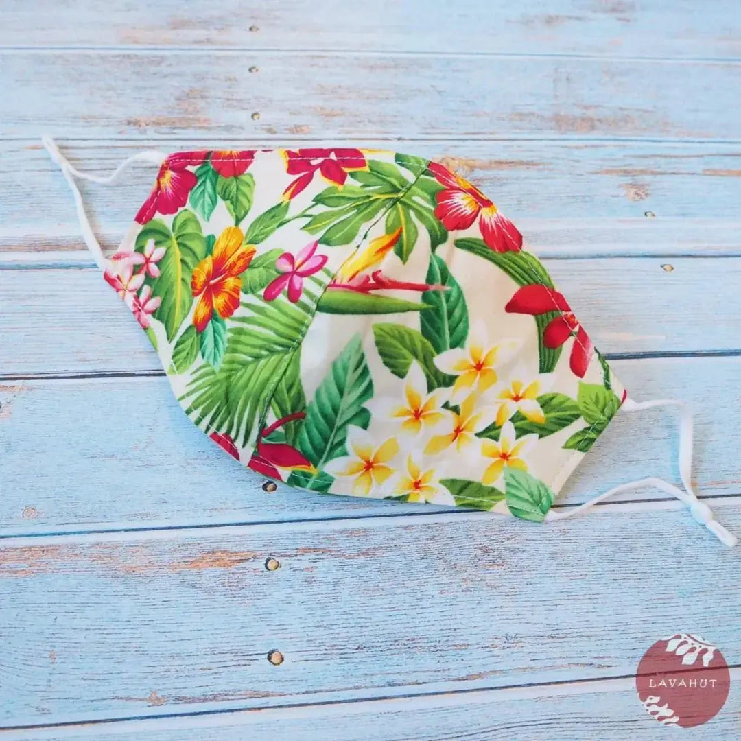 Adjustable + Filter Pocket • Cream Botanical - Made in Hawaii