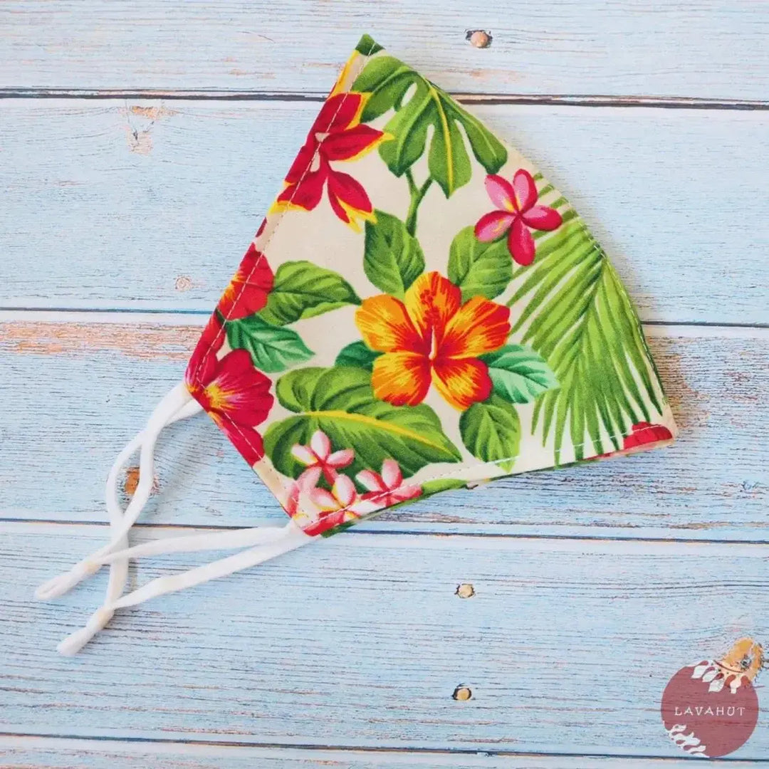 Adjustable + Filter Pocket • Cream Botanical - Made in Hawaii