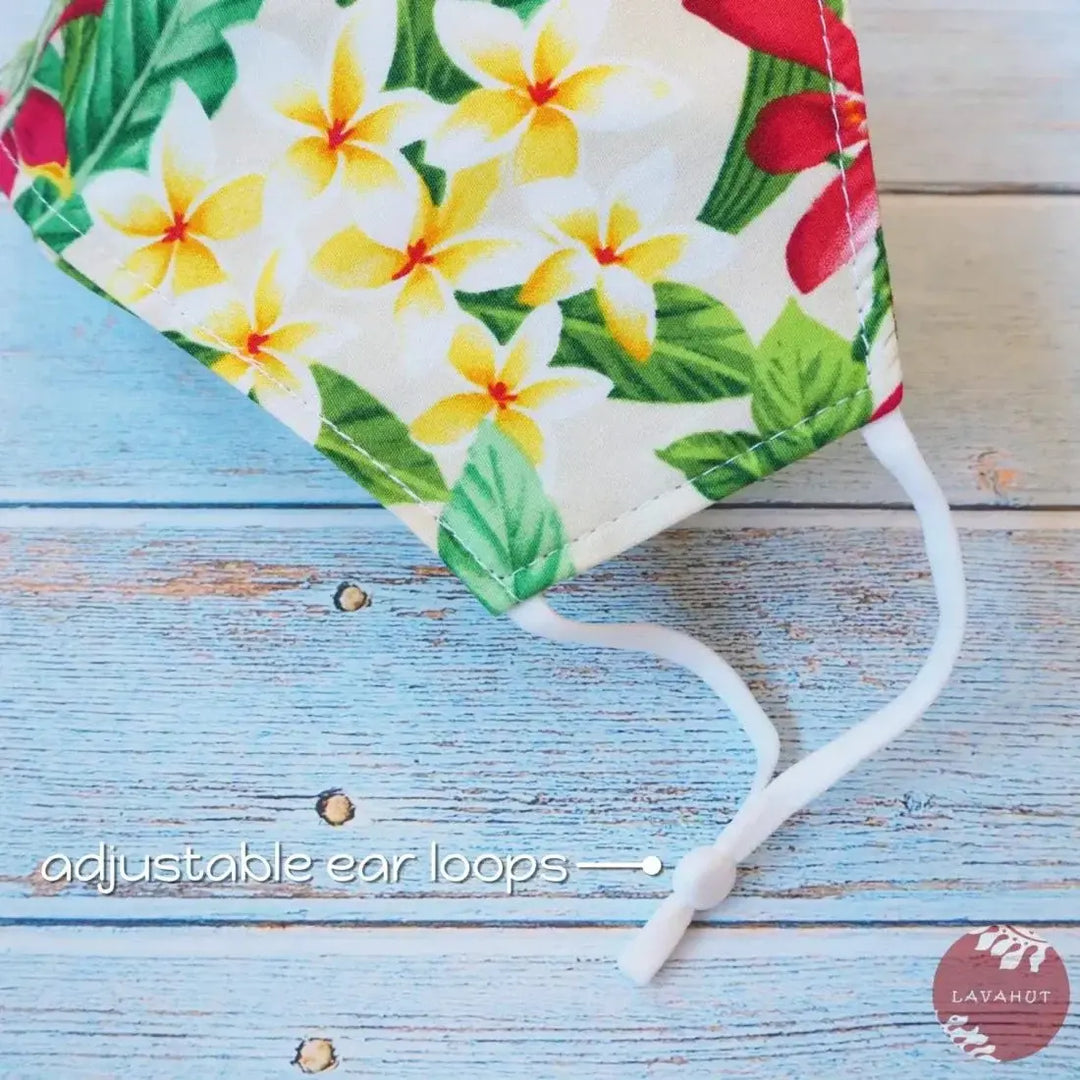 Adjustable + Filter Pocket • Cream Botanical - Made in Hawaii