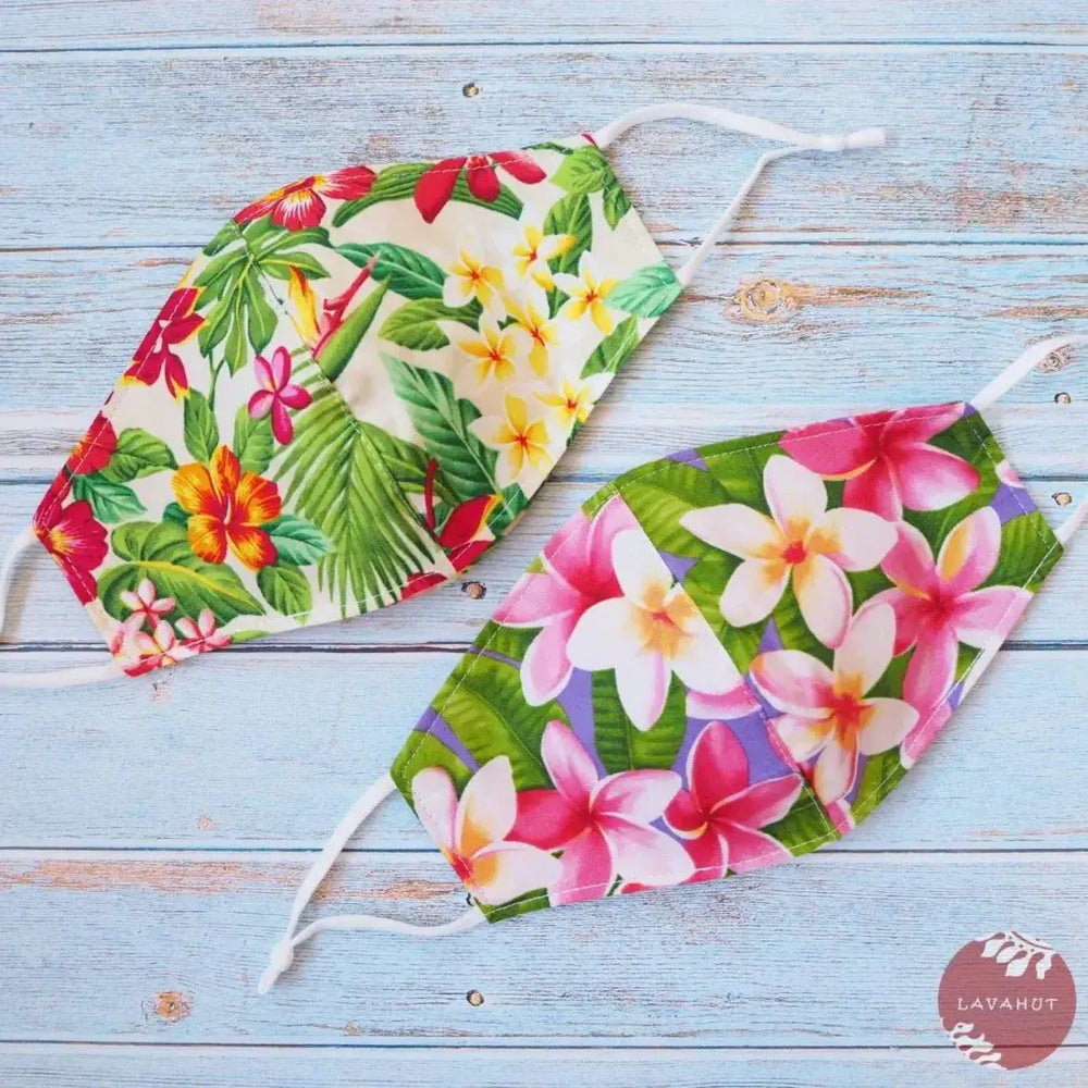 Adjustable + Filter Pocket • Cream Botanical - Made in Hawaii