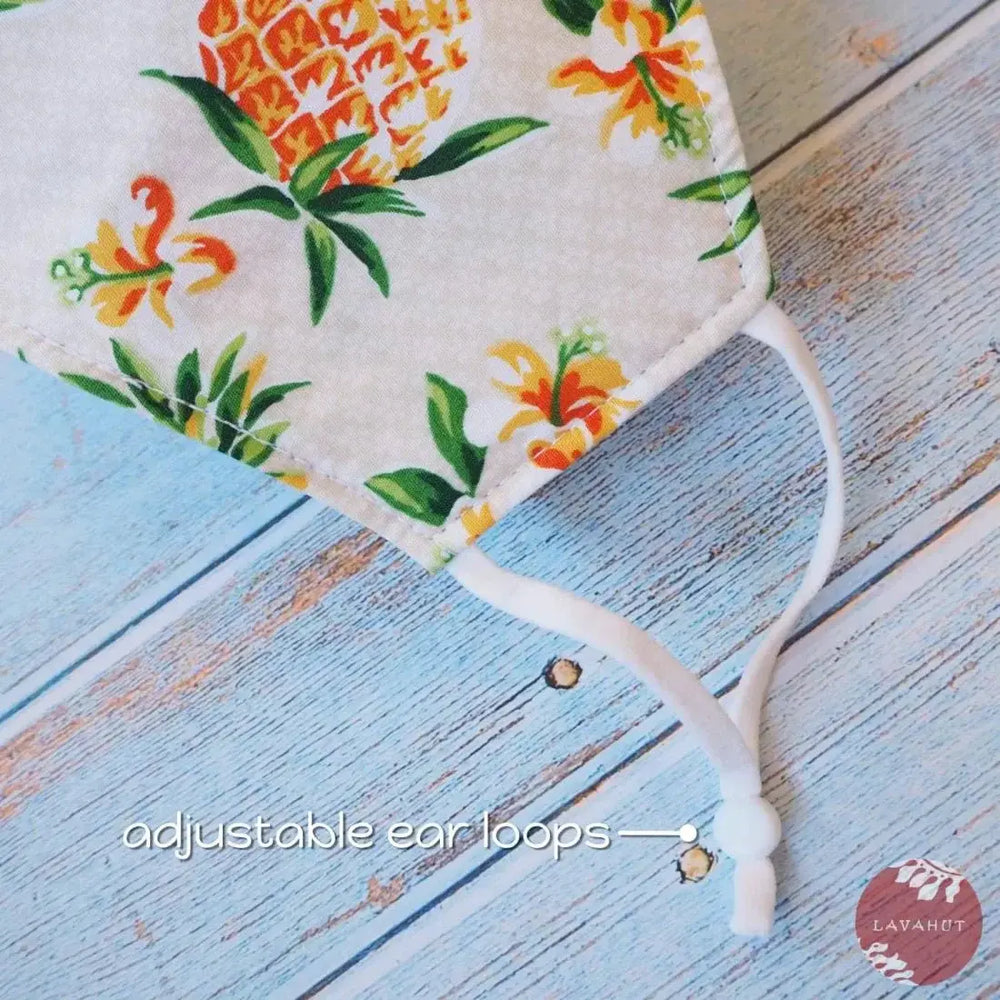 Adjustable + Filter Pocket • Cream Pineapple Fun - Made in Hawaii