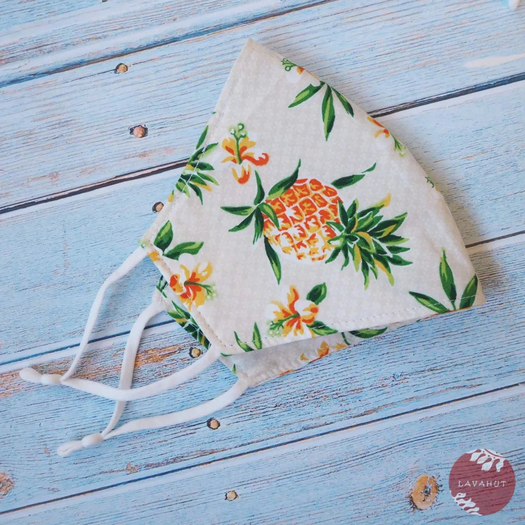 Adjustable + Filter Pocket ?? Cream Pineapple Fun - Made in Hawaii