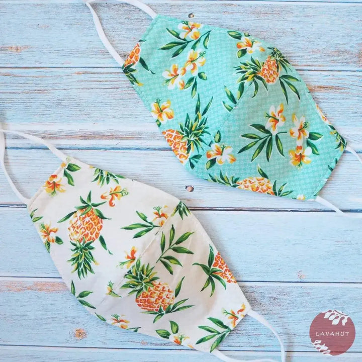 Adjustable + Filter Pocket • Cream Pineapple Fun - Made in Hawaii