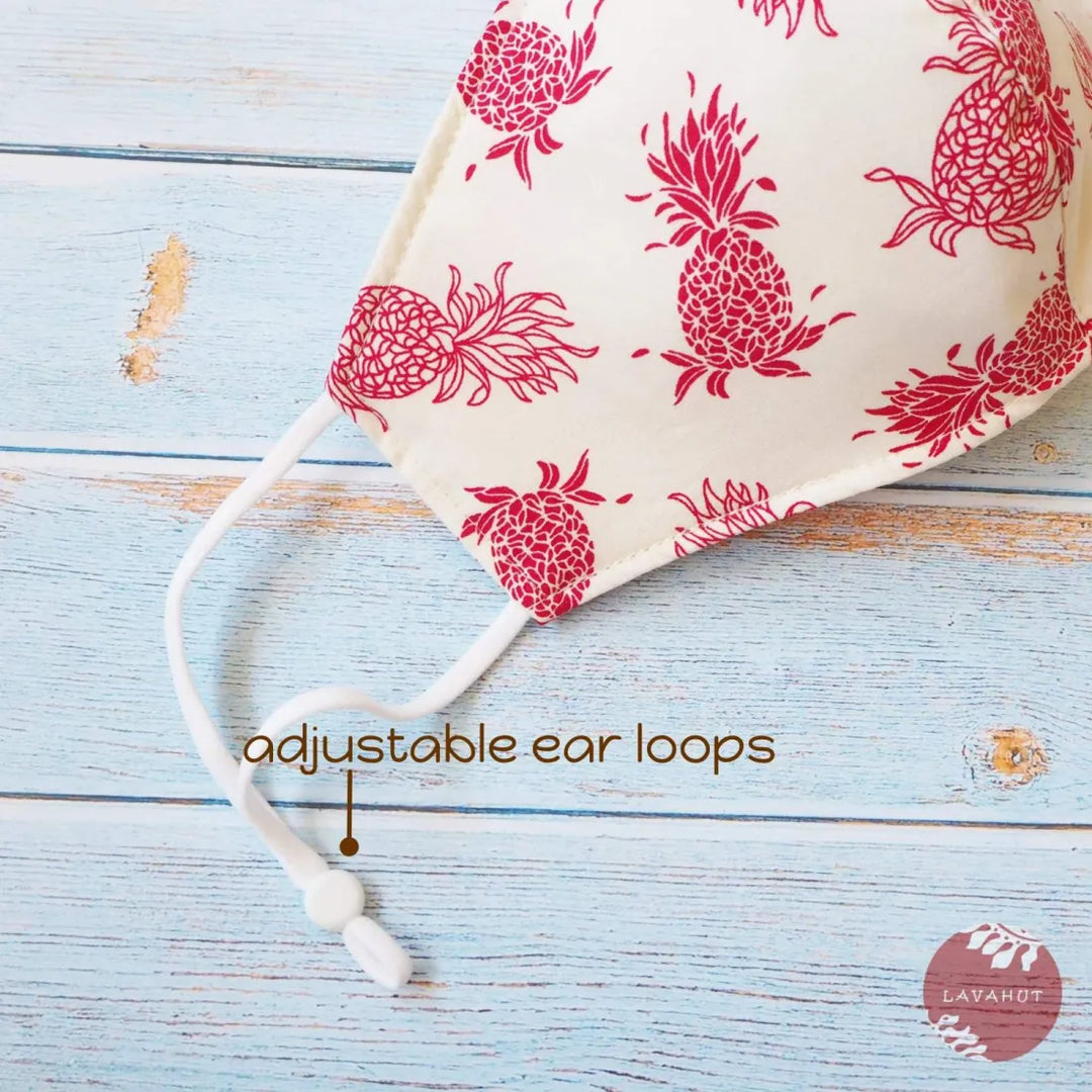 Adjustable + Filter Pocket ?? Cream Pineapple Swirl - Made in Hawaii