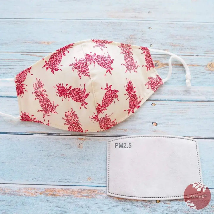 Adjustable + Filter Pocket • Cream Pineapple Swirl - Made in Hawaii